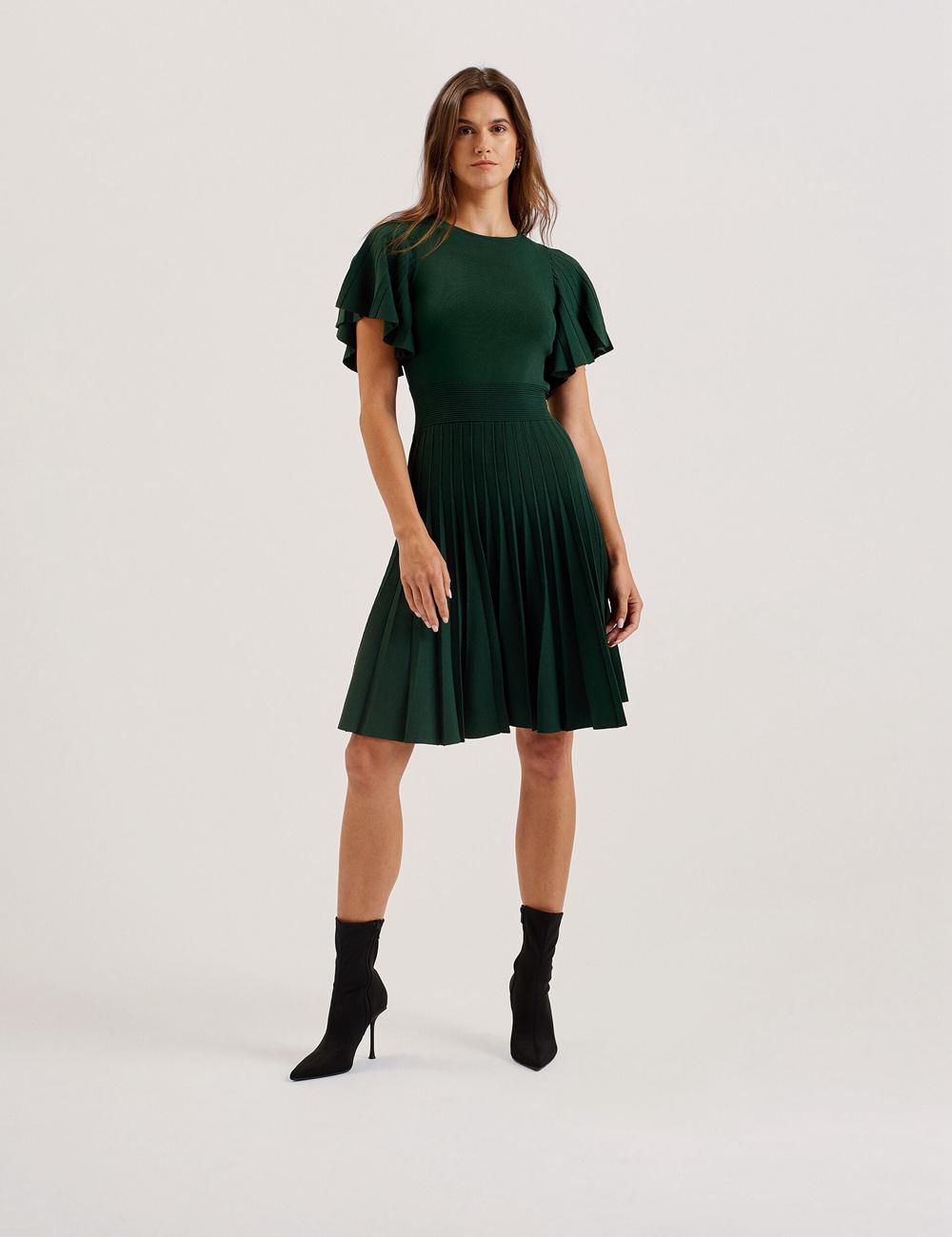 Mini Vestido Ted Baker ALENHA - Knitted Angel Sleeve Mujer Verde | OXSN-13208