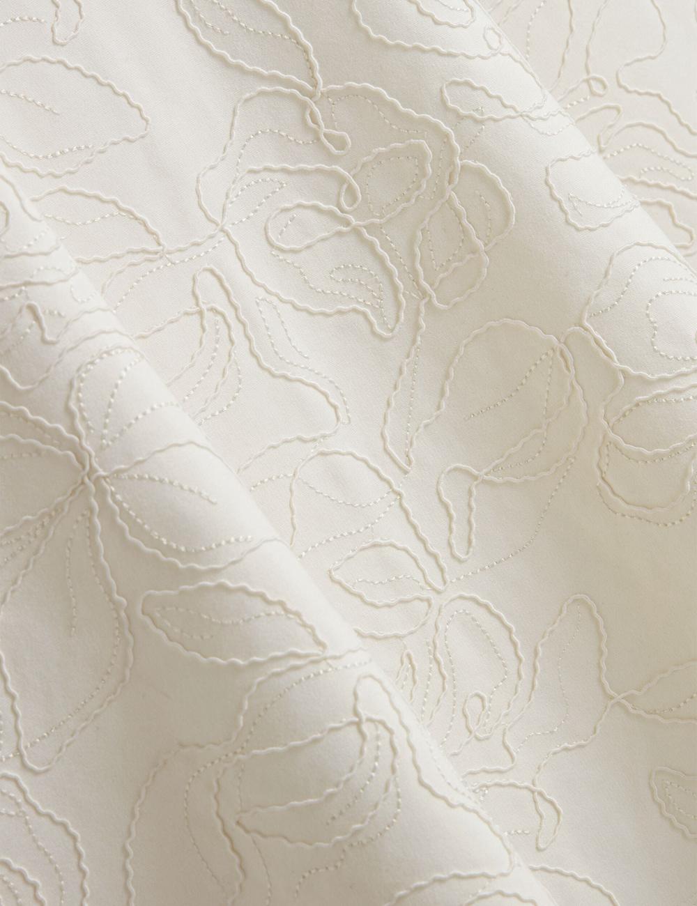 Mini Vestido Ted Baker CLODAA - Embroidered Short Sleeve Skater Mujer Ivory | TDUB-81206