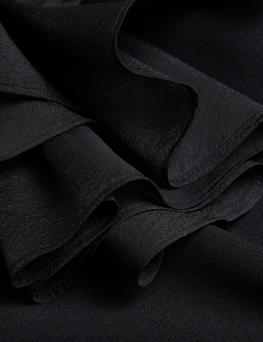 Mini Vestido Ted Baker ELQUI - Oversized Ruffle Trim V-Neck Mujer Negras | EMZA-37652