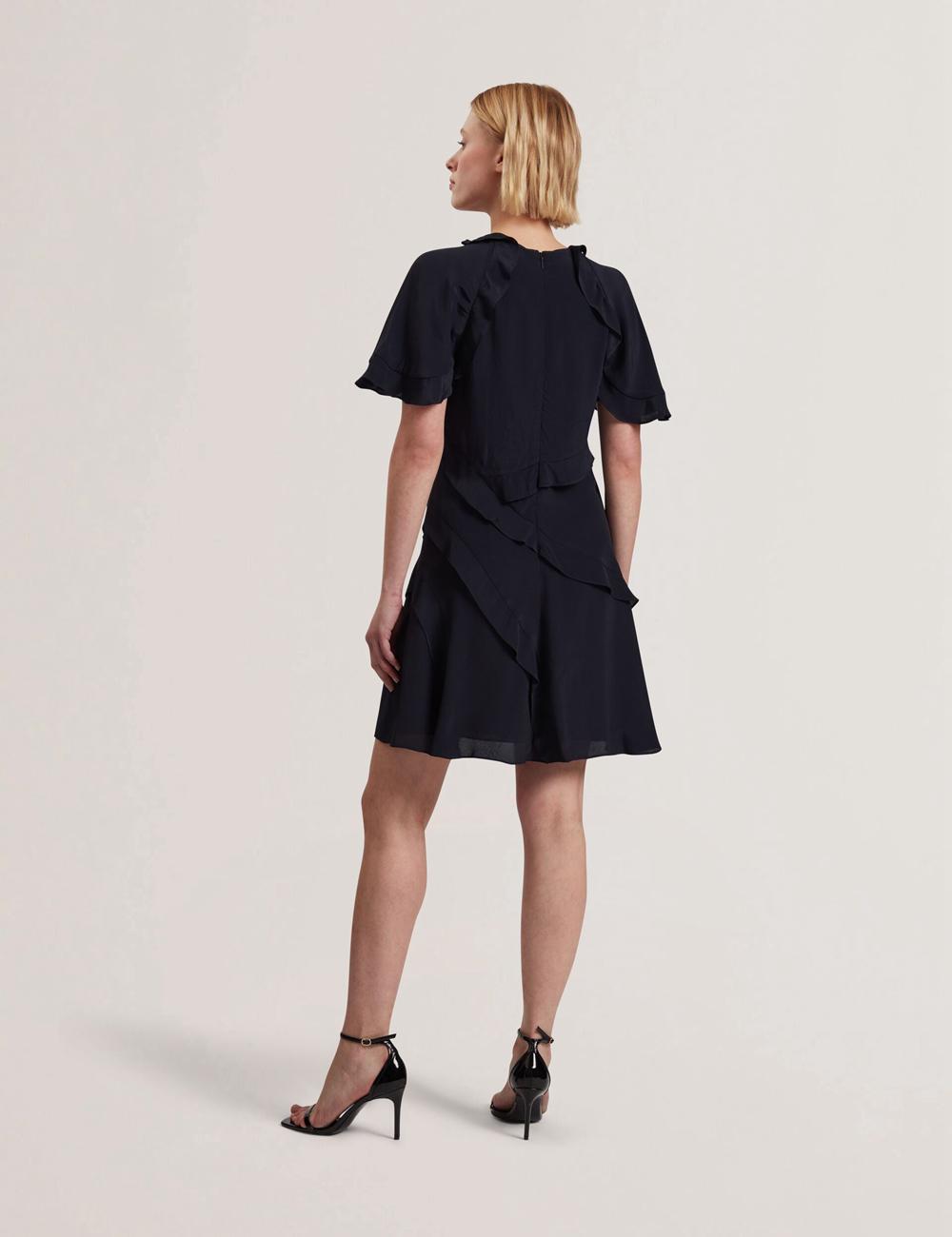 Mini Vestido Ted Baker JOJII - Frill Trim Angel Sleeve Mujer Azul Marino | FTRX-41697