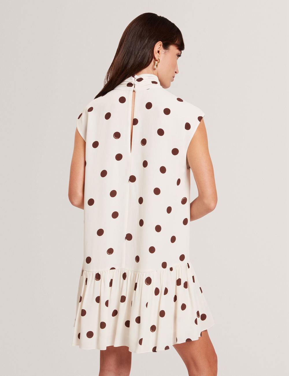 Mini Vestido Ted Baker JUTUVA - Polka Dot Neck Shift Mujer Ivory | XYOI-27349