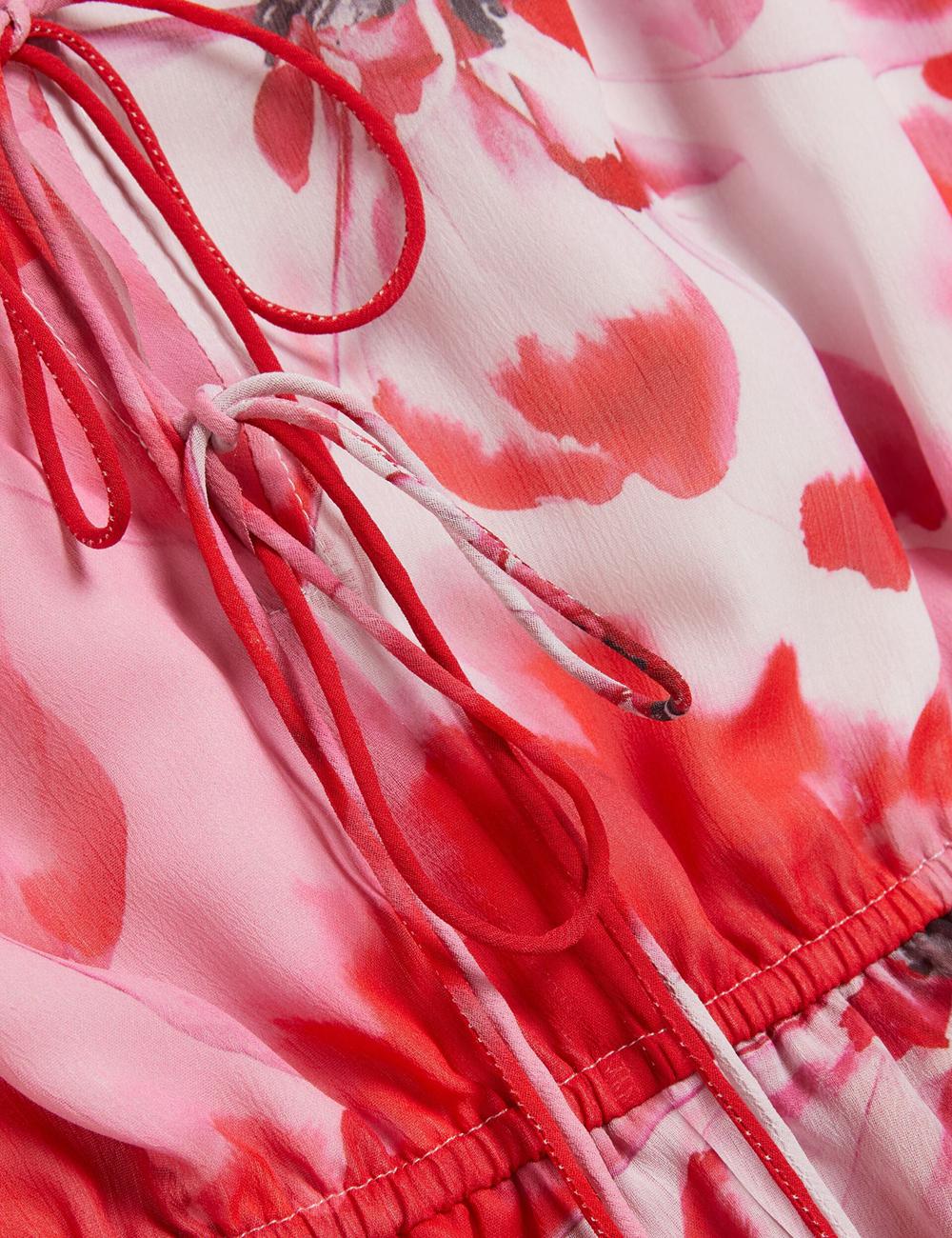 Mini Vestido Ted Baker LEYNA - Floral Chiffon Front Mujer Rojas | MKHO-14823