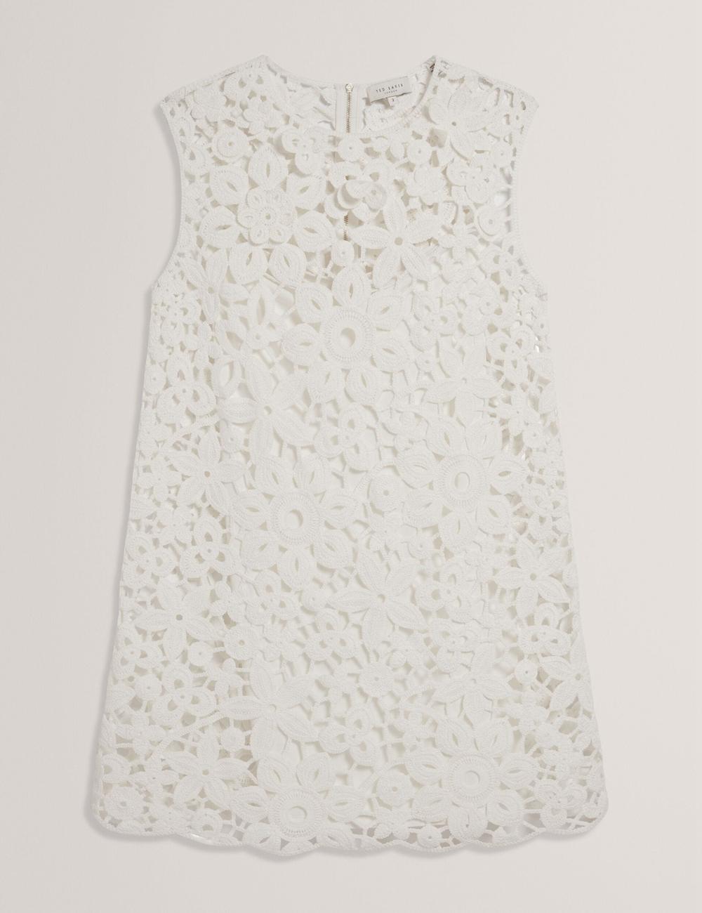 Mini Vestido Ted Baker MIIKKA - Crochet Sleeveless Shift Mujer Blancas | JVTG-67134