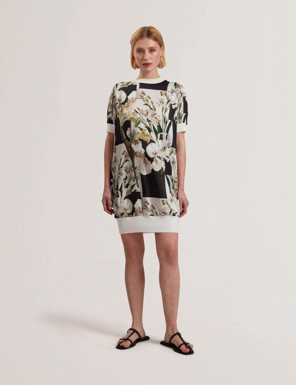 Mini Vestido Ted Baker RONEEA - Printed Front Knitted Mujer Ivory | XPMC-14753