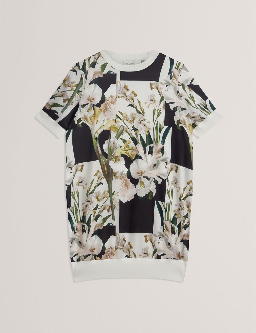 Mini Vestido Ted Baker RONEEA - Printed Front Knitted Mujer Ivory | XPMC-14753