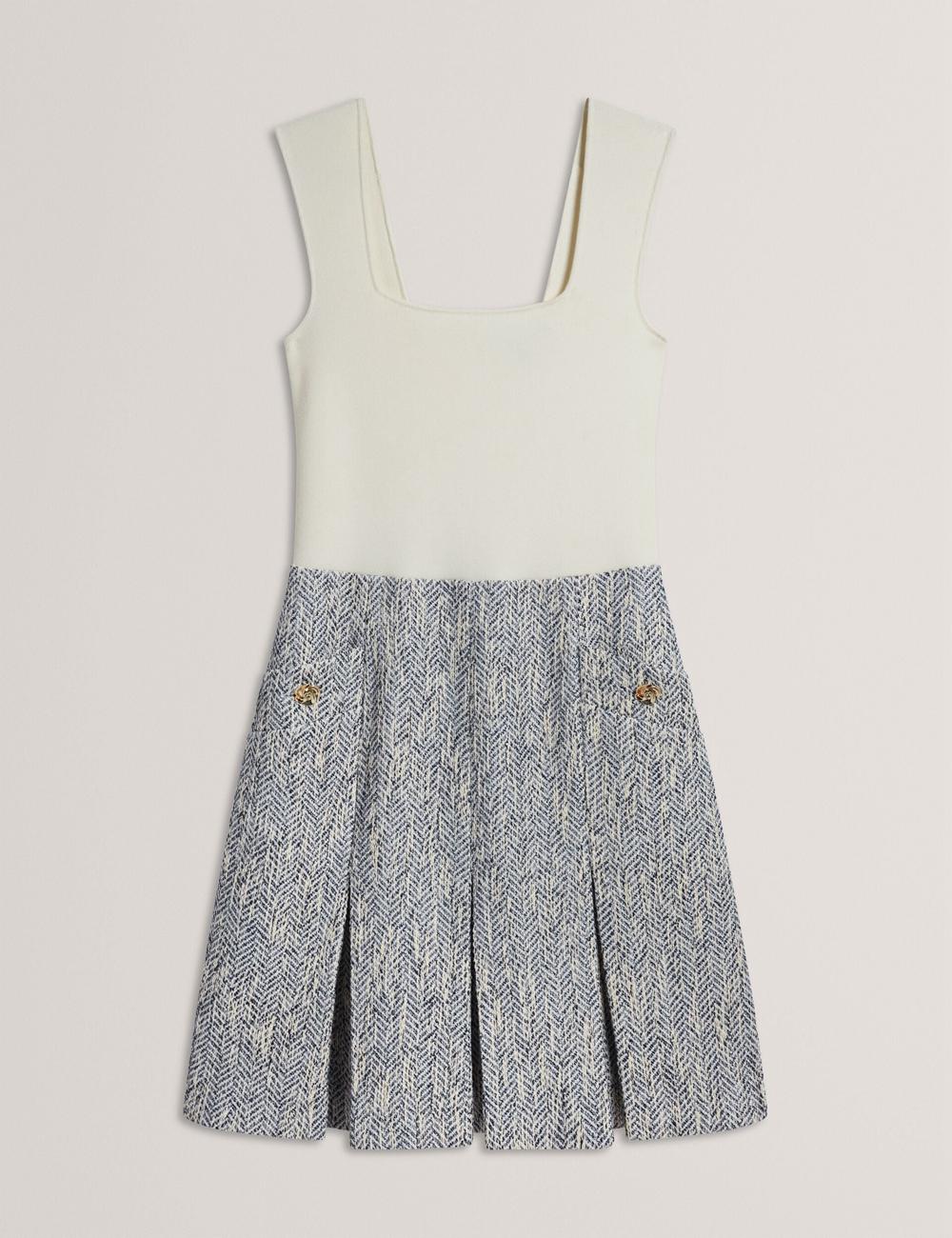 Mini Vestido Ted Baker VULPAM - Sleeveless Knit Bodice Boucle Mujer Azules | JLMF-92150