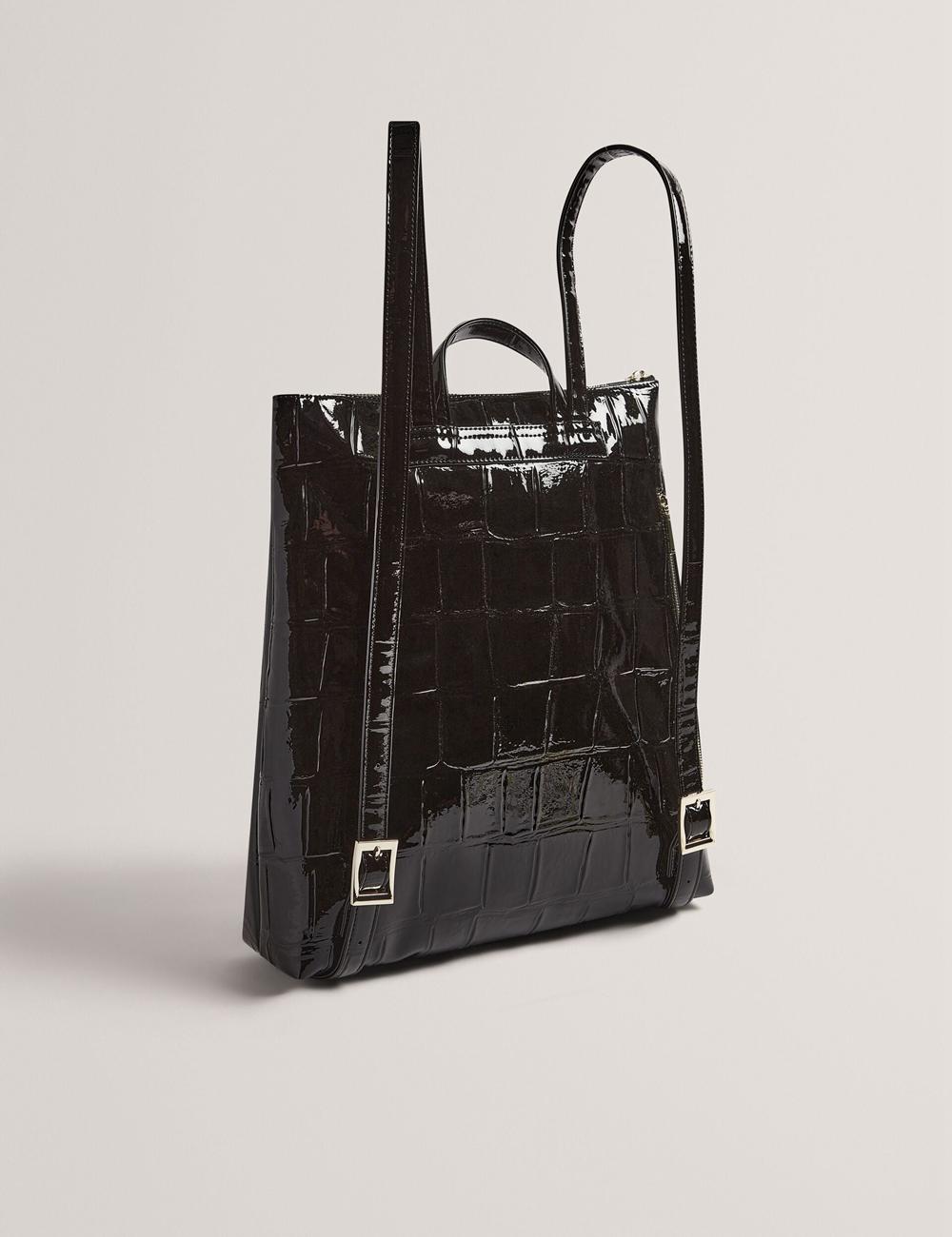 Mochilas Ted Baker CROCLEE - Croc Effect Faux Leather Backpack Mujer Negras | FURL-58912