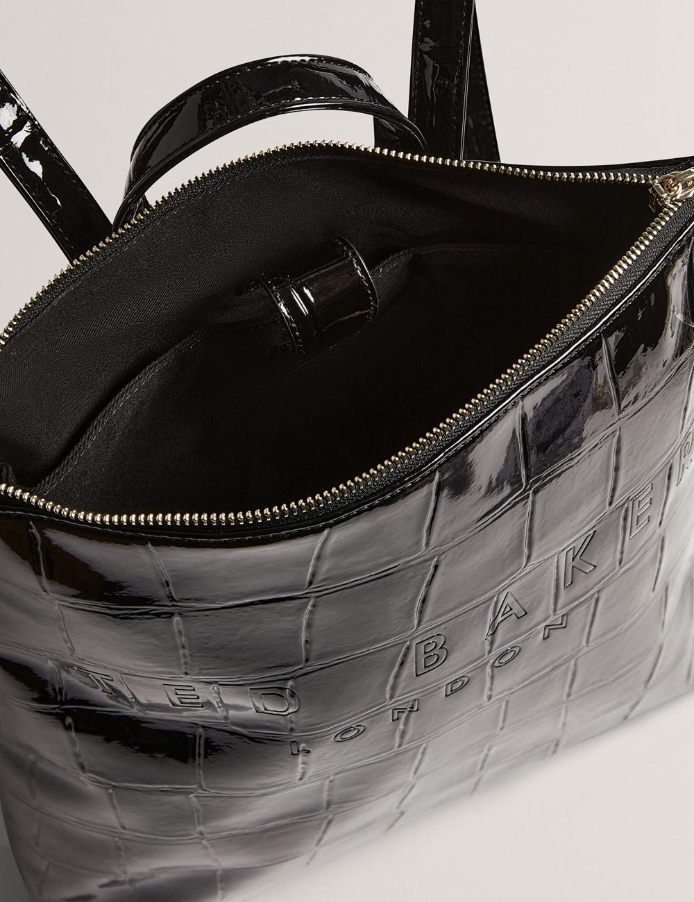 Mochilas Ted Baker CROCLEE - Croc Effect Faux Leather Backpack Mujer Negras | FURL-58912