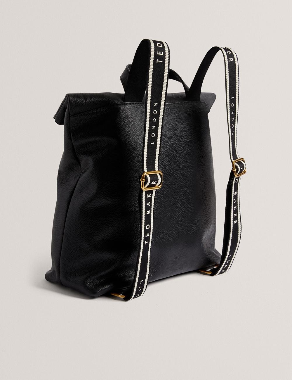 Mochilas Ted Baker ESSAYA - Leather Webbing Strap Fold Over Mujer Negras | IUSP-14068