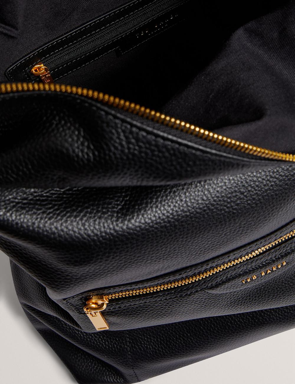 Mochilas Ted Baker ESSAYA - Leather Webbing Strap Fold Over Mujer Negras | IUSP-14068