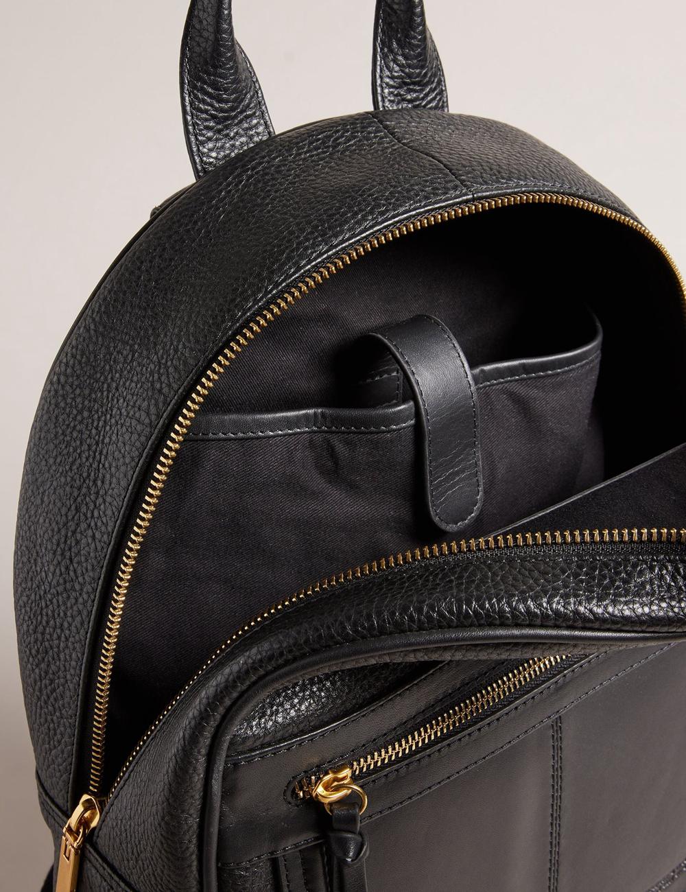 Mochilas Ted Baker NISHAY - Leather Zip Pocket Laptop Mujer Negras | QGJP-64930