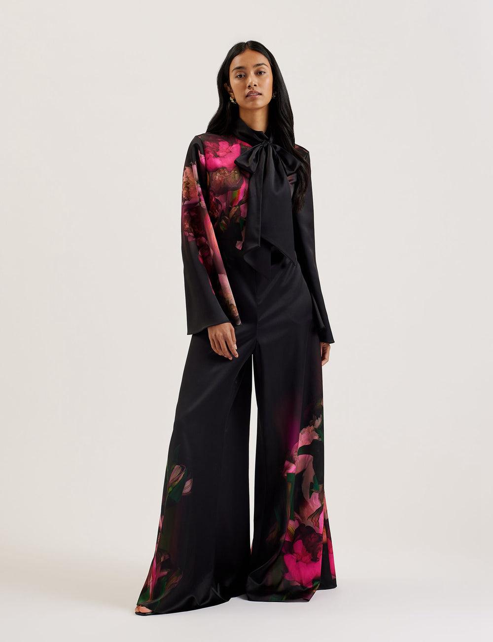 Mono Ted Baker LOUSIOS - Printed Neck Wide Leg Mujer Negras | UEMW-57042