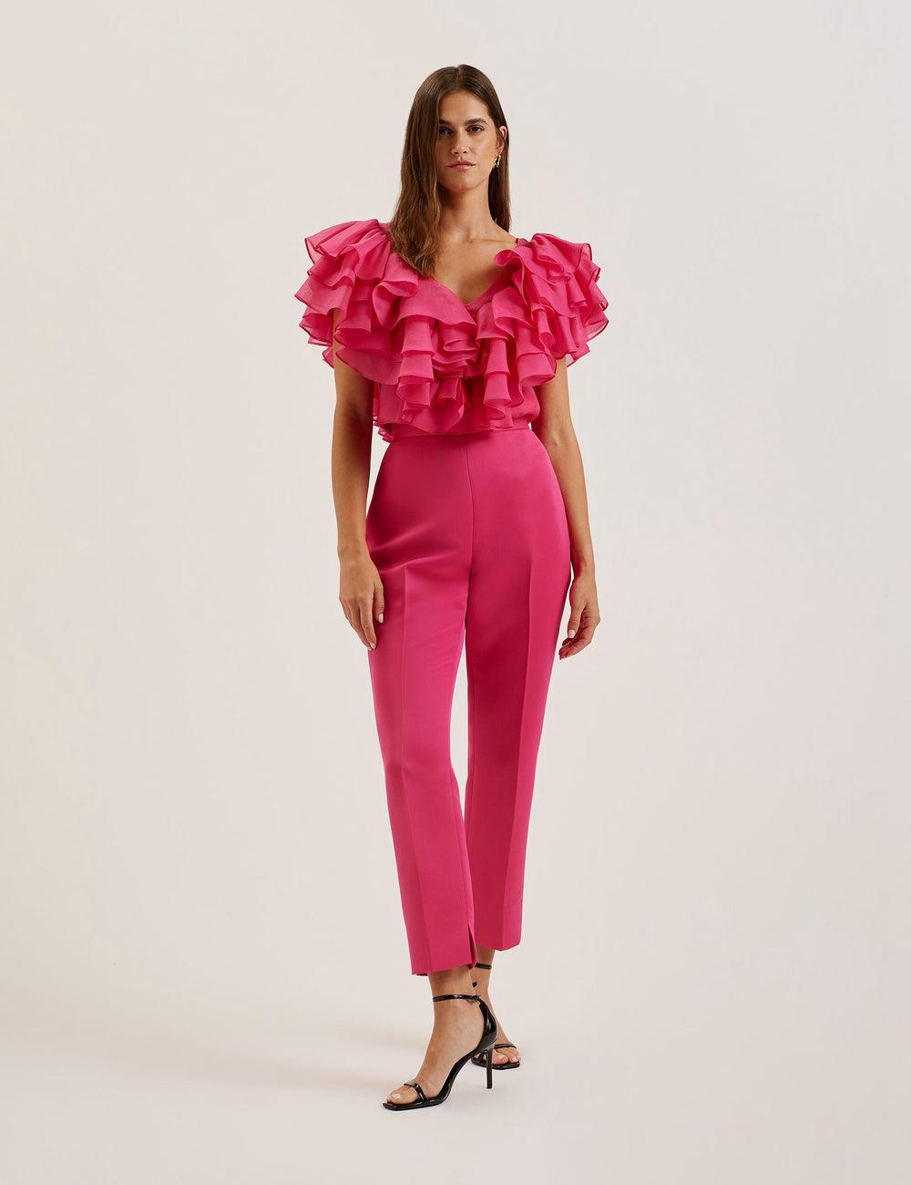 Pantalones Ted Baker AKENIT - Satin Tailored Slim Leg Mujer Fucsia | UERK-48079