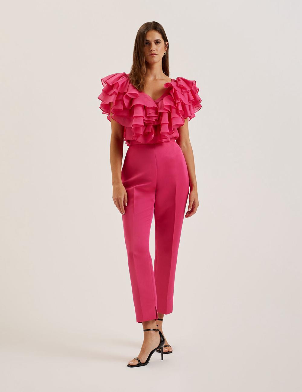 Pantalones Ted Baker AKENIT - Satin Tailored Slim Leg Mujer Fucsia | UERK-48079