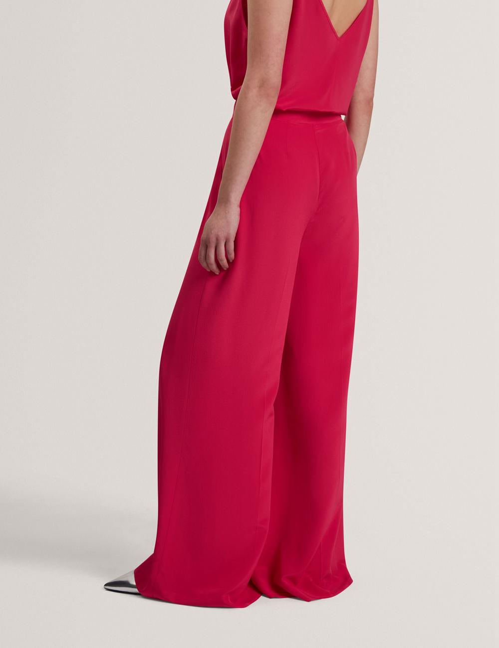 Pantalones Ted Baker CARLOET - Silk Wide Leg Tailored Mujer Fucsia | LXNJ-13957