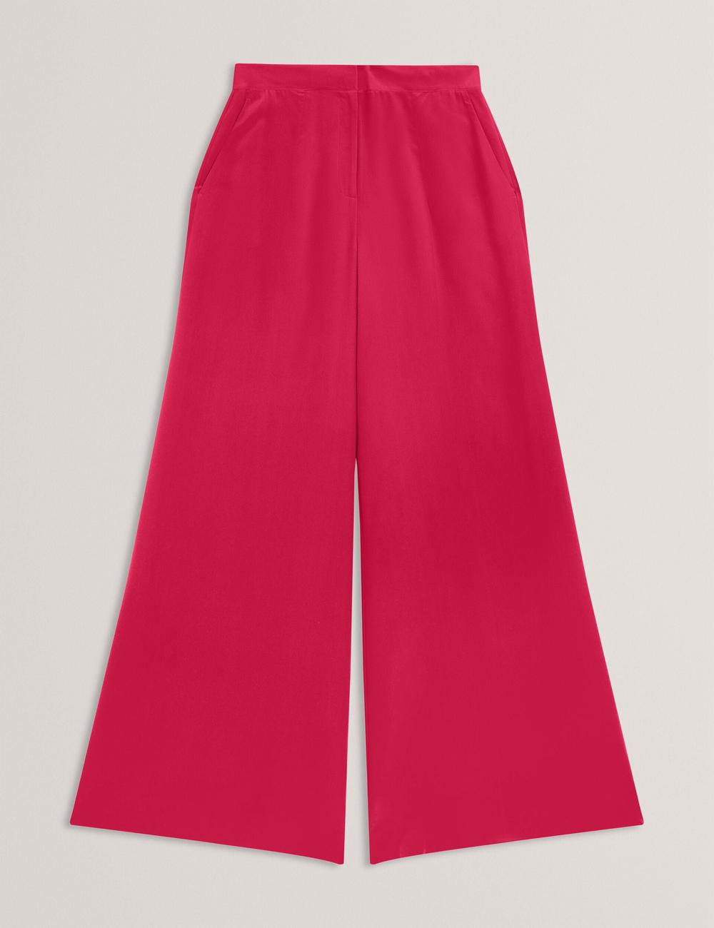 Pantalones Ted Baker CARLOET - Silk Wide Leg Tailored Mujer Fucsia | LXNJ-13957