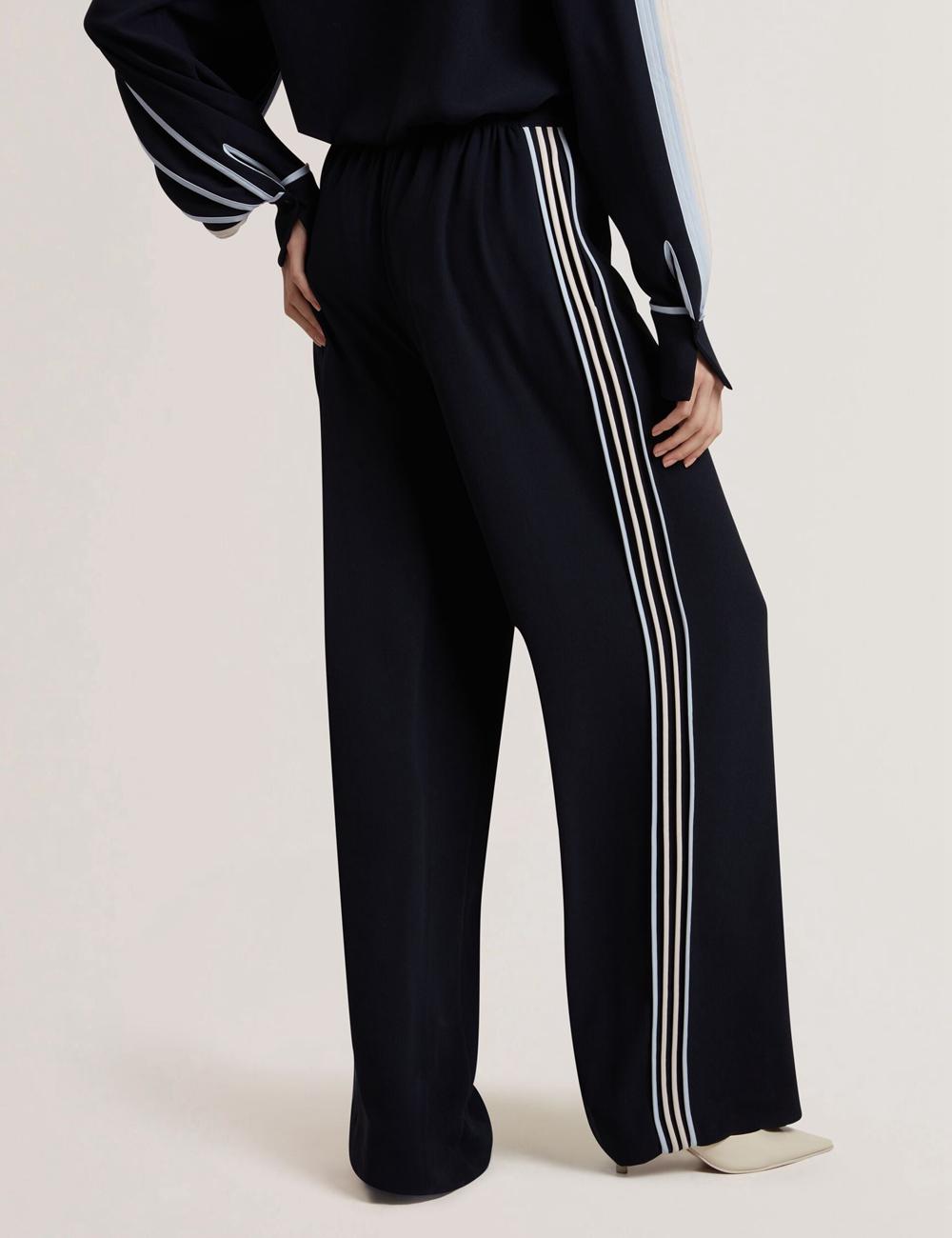 Pantalones Ted Baker GORJJA - Piping Detail Wide Leg Crepe Mujer Azul Marino | DGWE-95246
