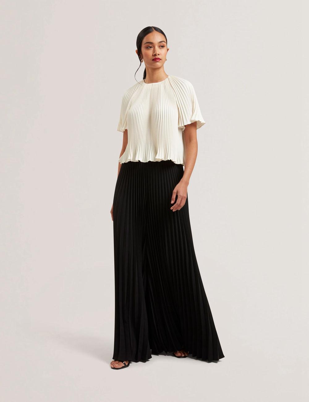 Pantalones Ted Baker HARYX - Pleated Wide Leg Palazzo Mujer Negras | NPFY-41025