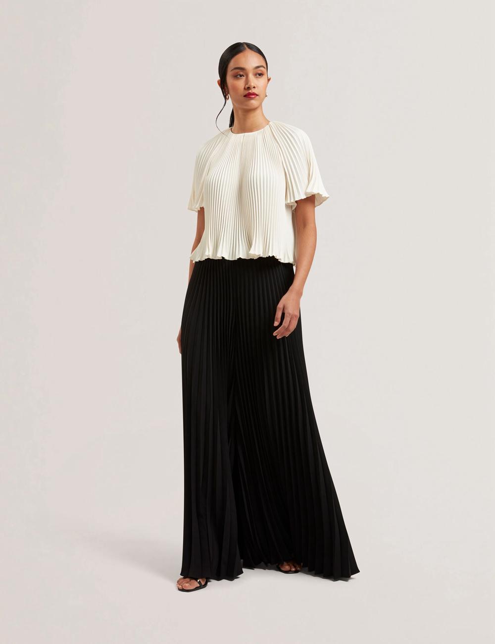 Pantalones Ted Baker HARYX - Pleated Wide Leg Palazzo Mujer Negras | NPFY-41025