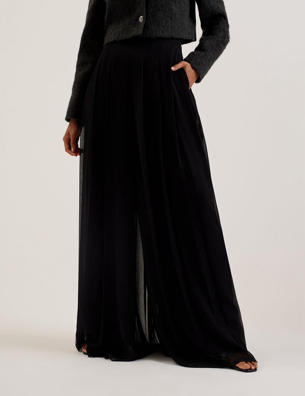 Pantalones Ted Baker KOKUTO - Chiffon Pleated Wide Leg Palazzo Mujer Negras | HUOF-02631