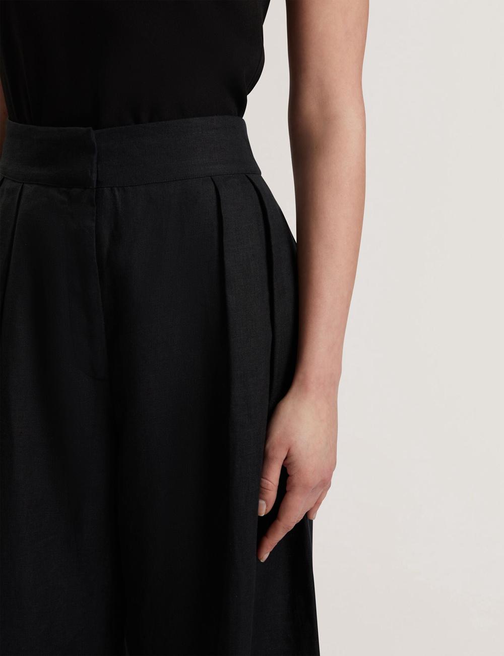 Pantalones Ted Baker KYFAAT - Pure Linen Tailored Wide Leg Mujer Negras | DRWQ-37590