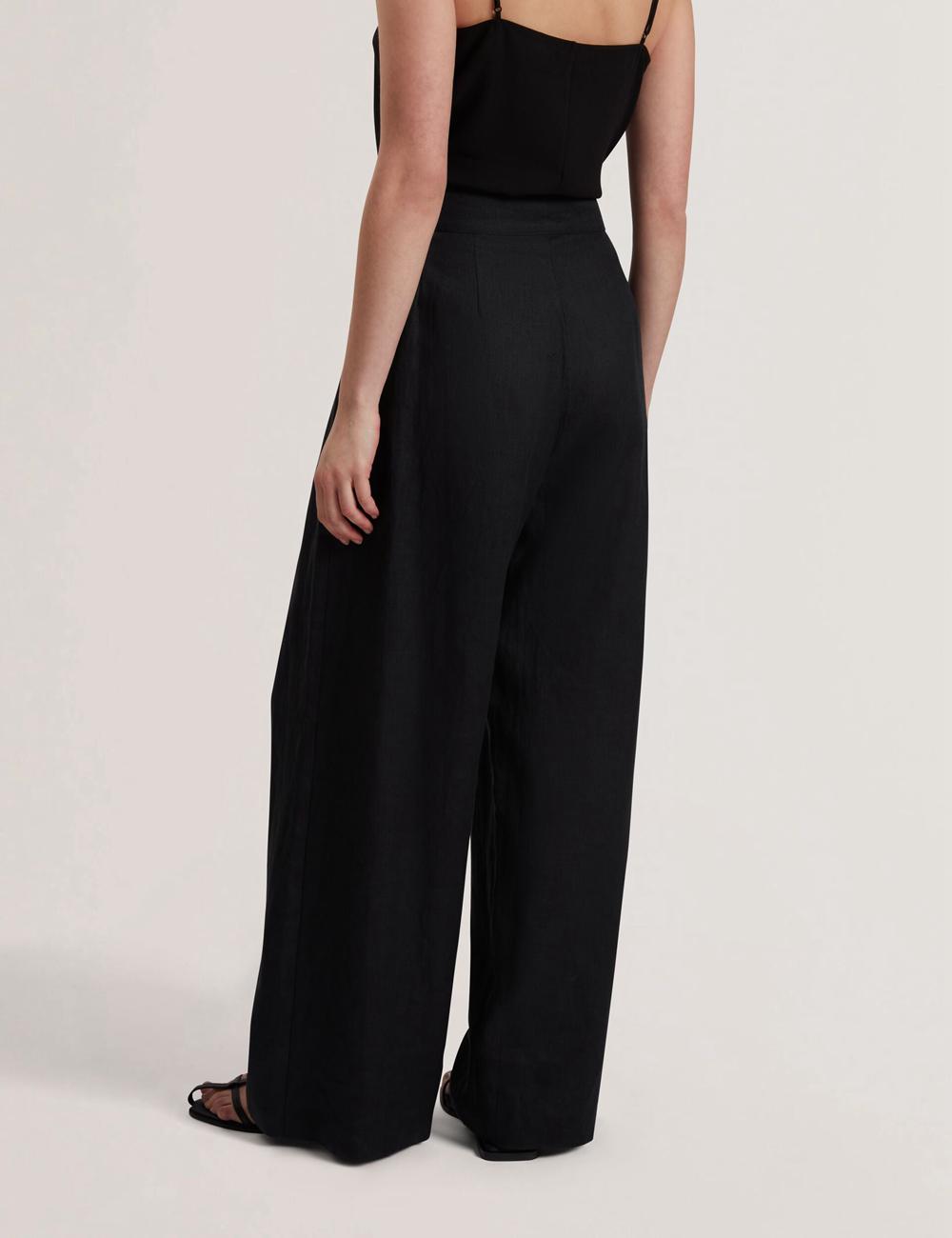 Pantalones Ted Baker KYFAAT - Pure Linen Tailored Wide Leg Mujer Negras | DRWQ-37590