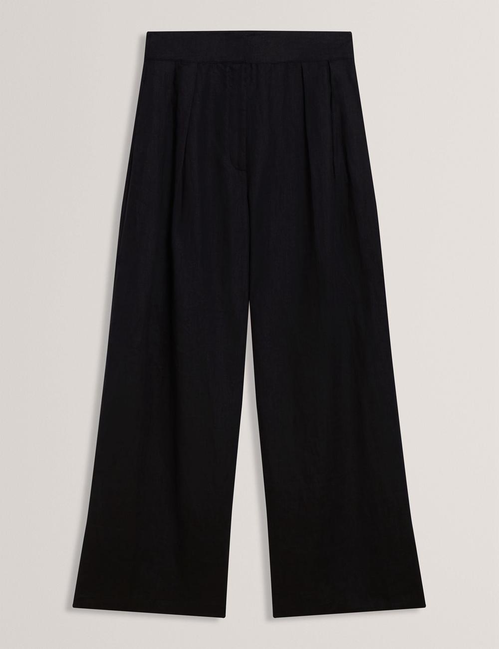 Pantalones Ted Baker KYFAAT - Pure Linen Tailored Wide Leg Mujer Negras | DRWQ-37590