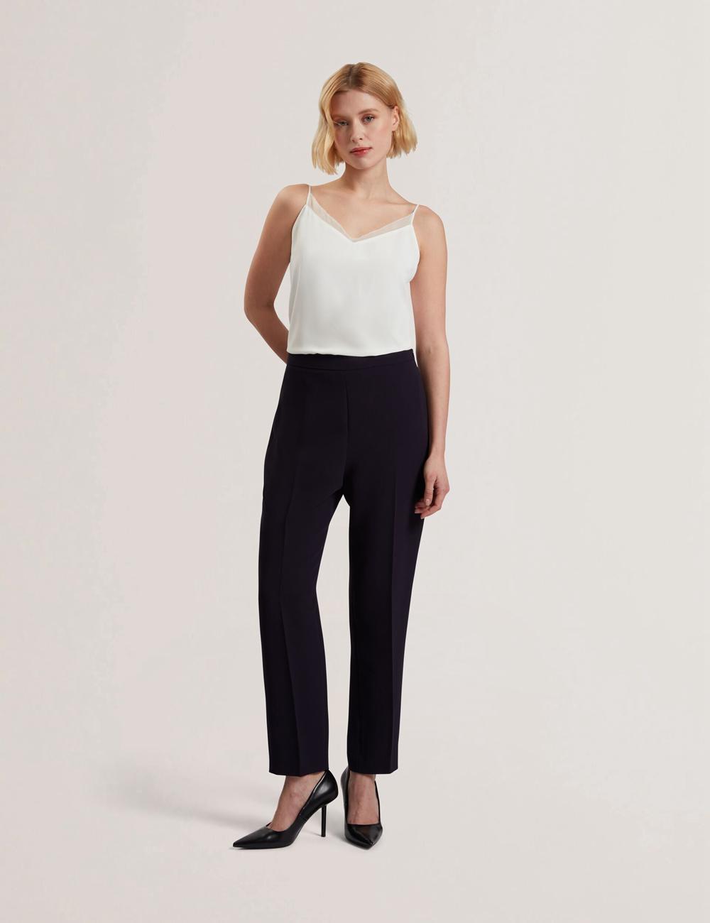 Pantalones Ted Baker MANABTL - High Waist Tapered Leg Tailored Mujer Azul Marino | TEFV-45936