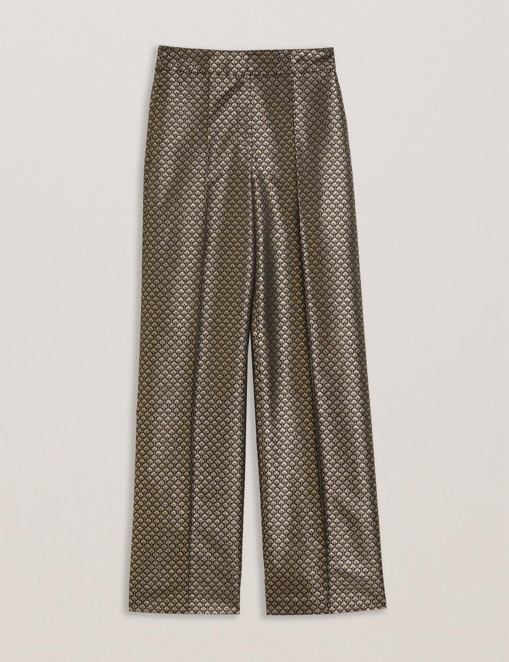 Pantalones Ted Baker MANGUT - Metallic Jacquard Wide Leg Tailored Mujer Negras | JDZX-61354