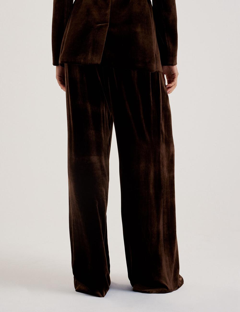 Pantalones Ted Baker MOMIJIT - Velvet Pleated Wide Leg Mujer Marrones | MXOW-59738