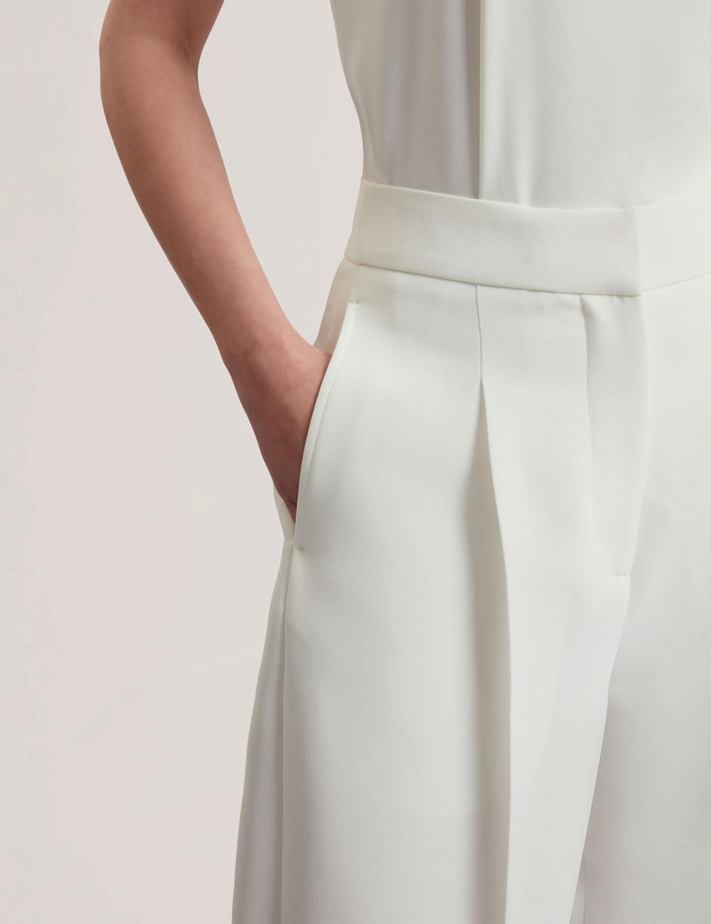 Pantalones Ted Baker MORRIAT - Barrel Leg Woven Tailored Mujer Ivory | VZWC-51432