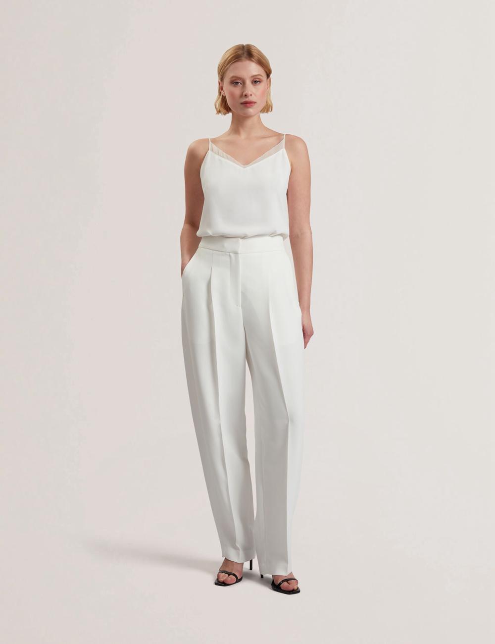Pantalones Ted Baker MORRIAT - Barrel Leg Woven Tailored Mujer Ivory | VZWC-51432