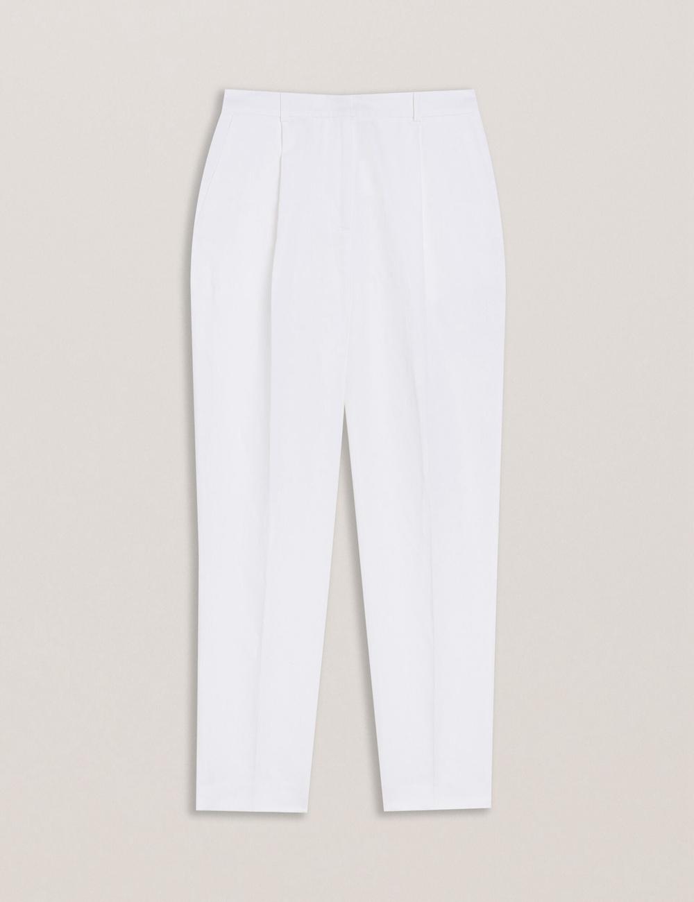 Pantalones Ted Baker MUSUBT - Linen Cotton High Waisted Tailored Mujer Blancas | GRJL-96285