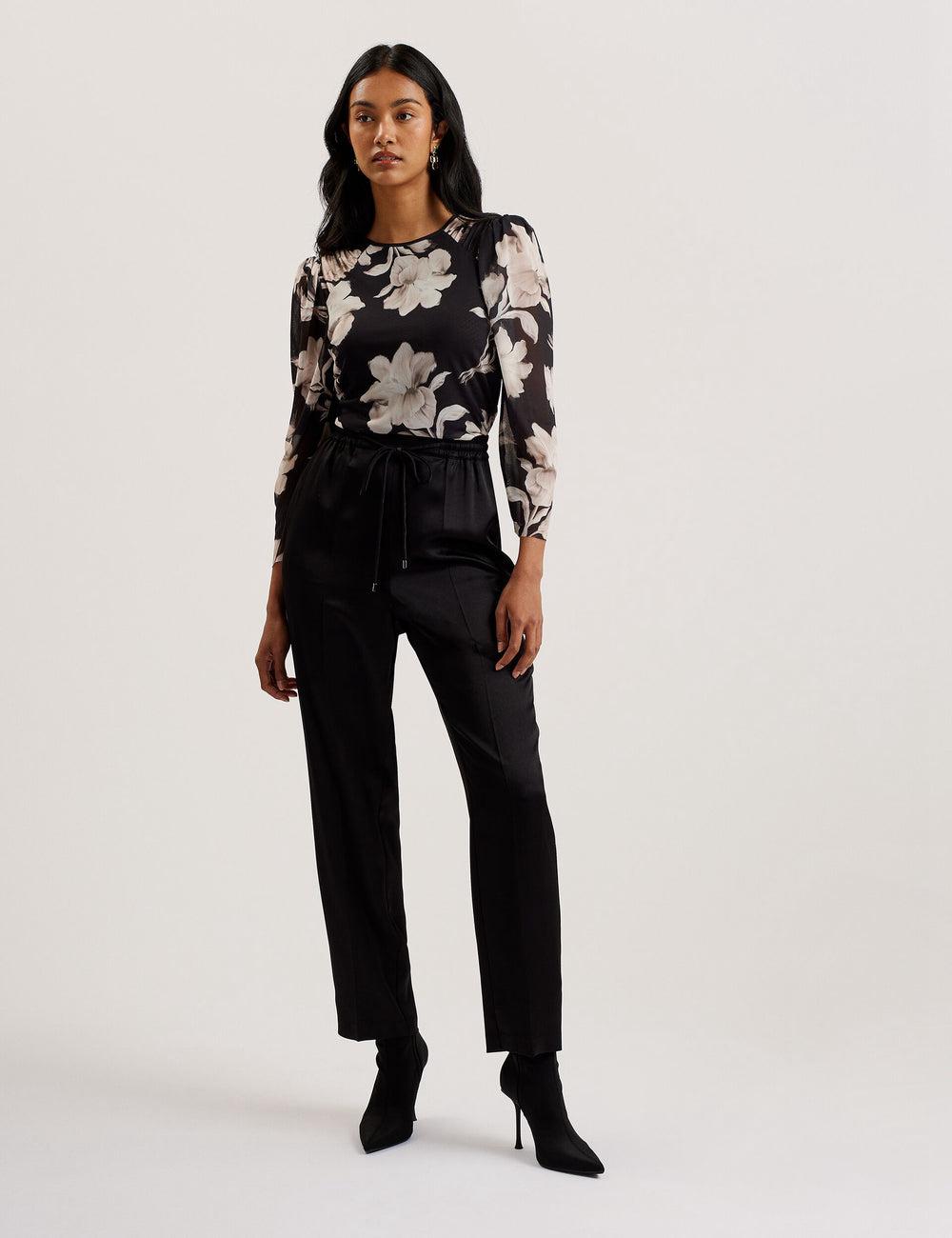 Pantalones Ted Baker NATORI - Satin Elasticated Waist Tapered Mujer Negras | MXWD-93710