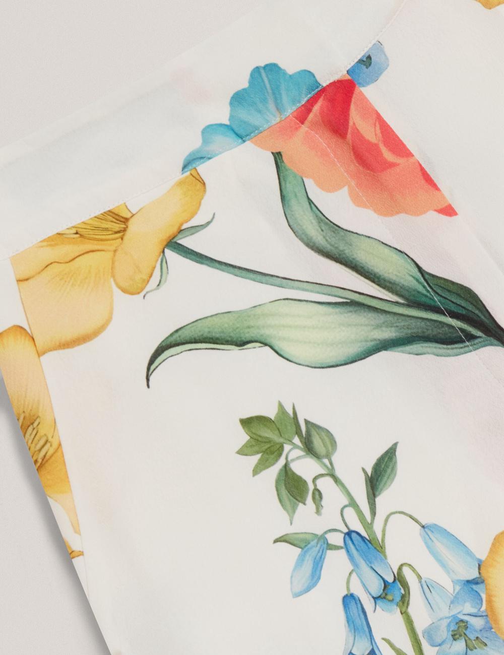 Pantalones Ted Baker NYMPHAT - Floral Print High Waisted Wide Leg Mujer Blancas | LWDB-90713