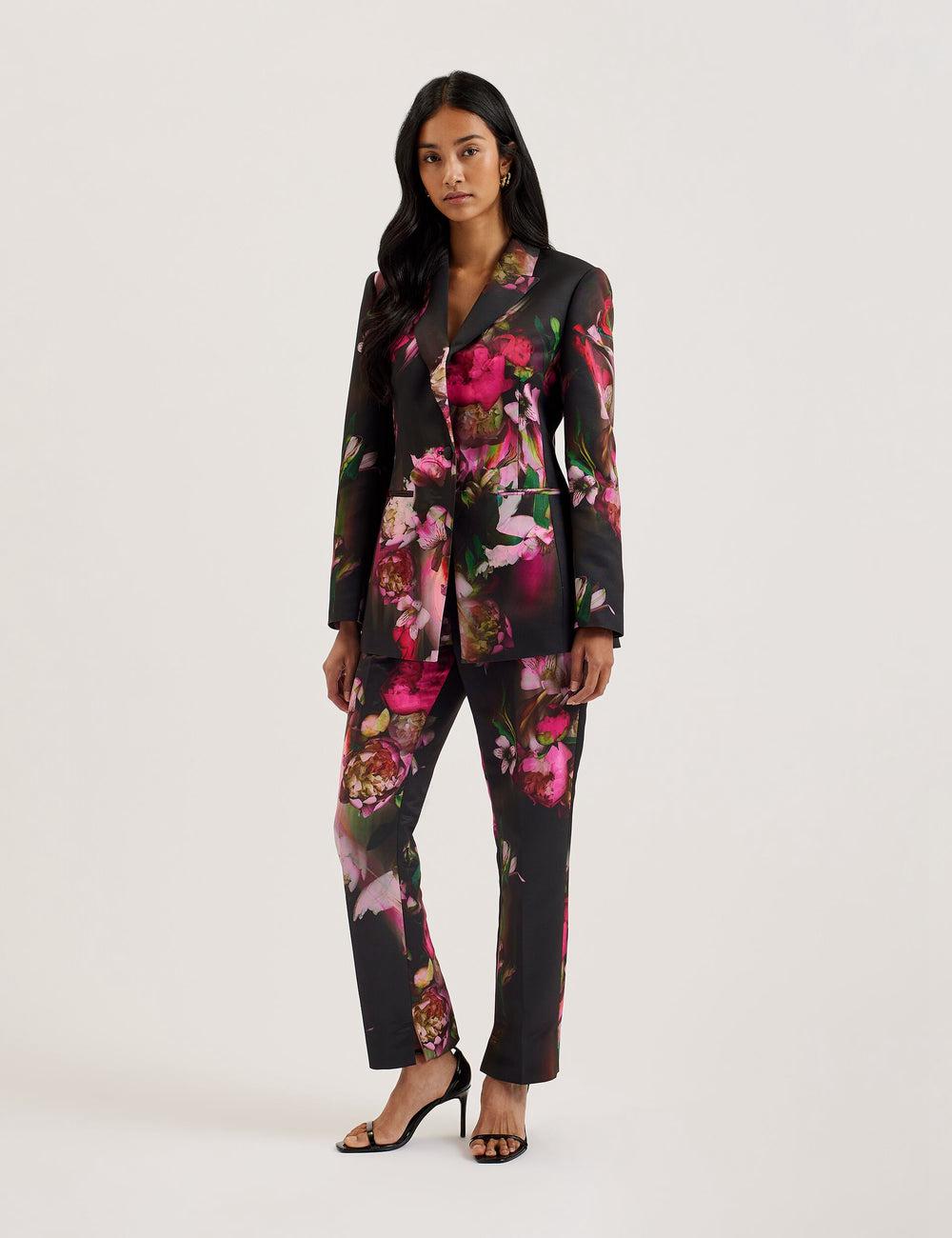 Pantalones Ted Baker OKUNIT - Tapered Leg Floral Print Tailored Mujer Negras | HXLW-86137