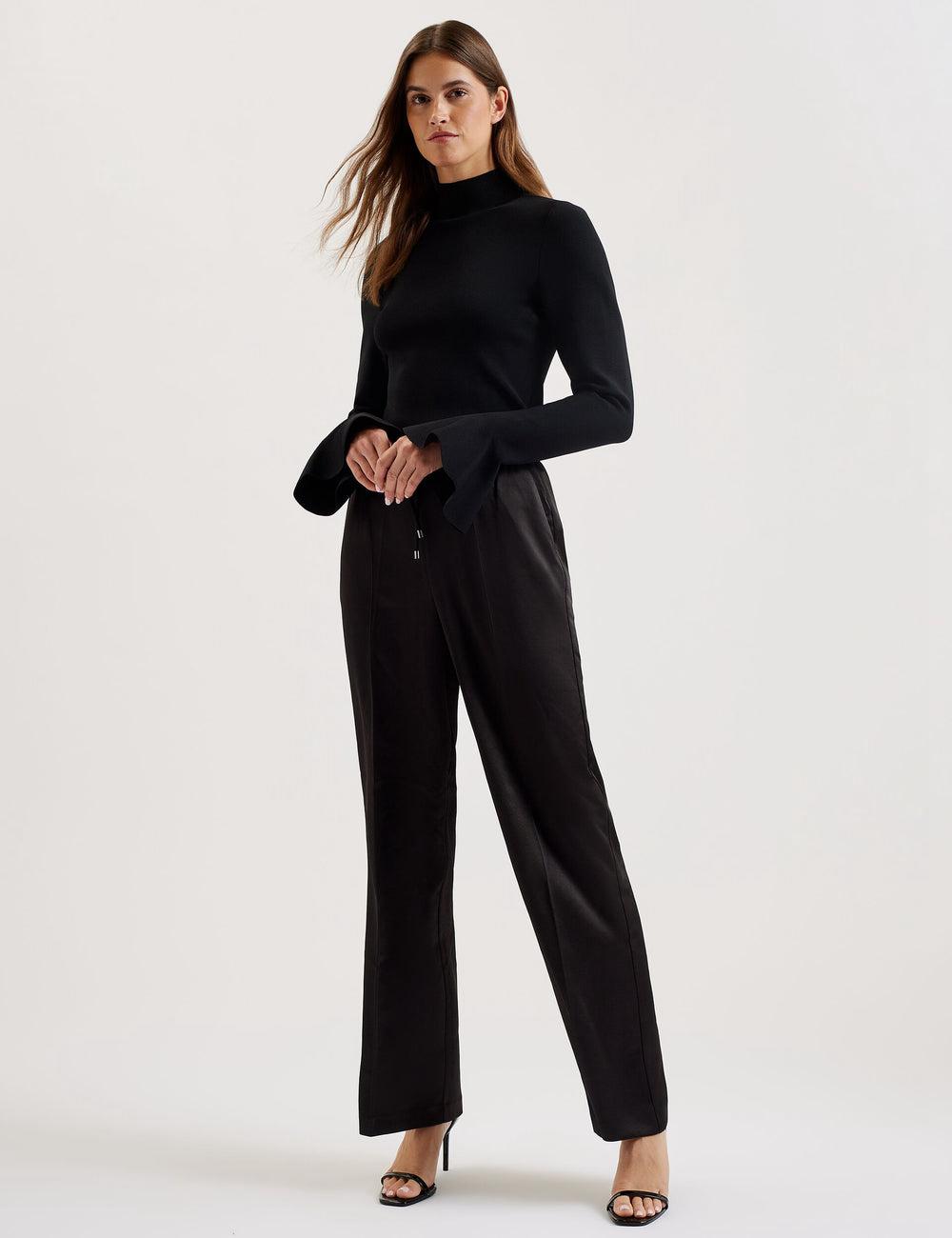 Pantalones Ted Baker UMAIBO - Satin Wide Leg Drawstring Joggers Mujer Negras | PHVL-69017