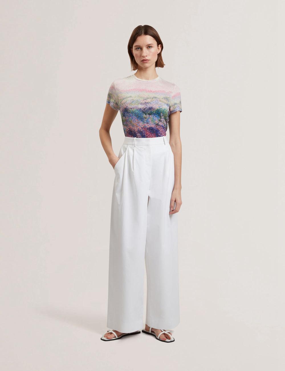 Pantalones Ted Baker ZOZIA - Pleated High Waist Wide Leg Mujer Blancas | PLOS-18705