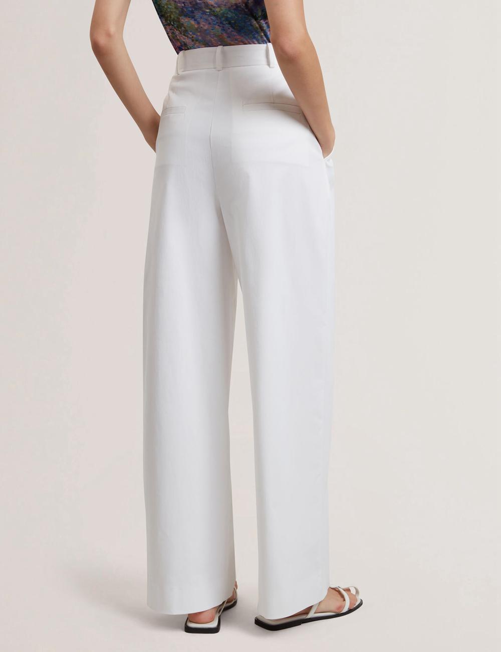 Pantalones Ted Baker ZOZIA - Pleated High Waist Wide Leg Mujer Blancas | PLOS-18705