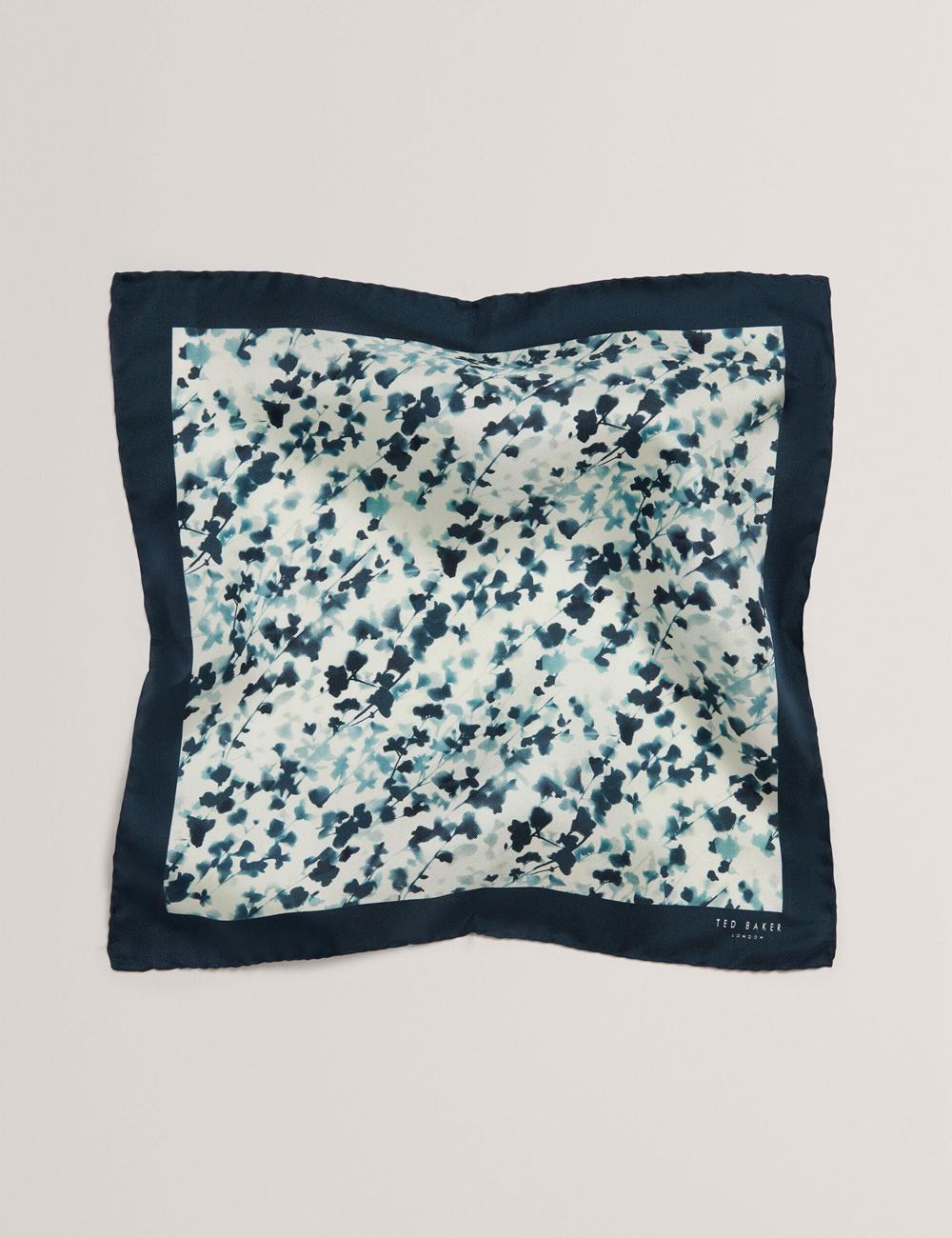 Pañuelos De Bolsillo Ted Baker ELMSTEP - Blurred Floral Print Silk Pocket Hombre Azul Marino | KNXP-76218