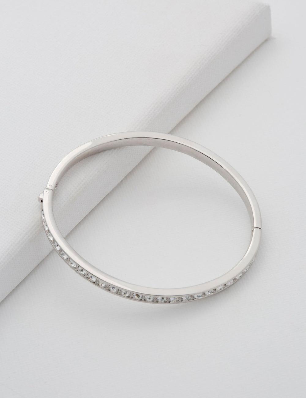 Pulseras Ted Baker CLEMARA - Crystal Hinge Bangle Mujer Plateadas | JNWF-53492
