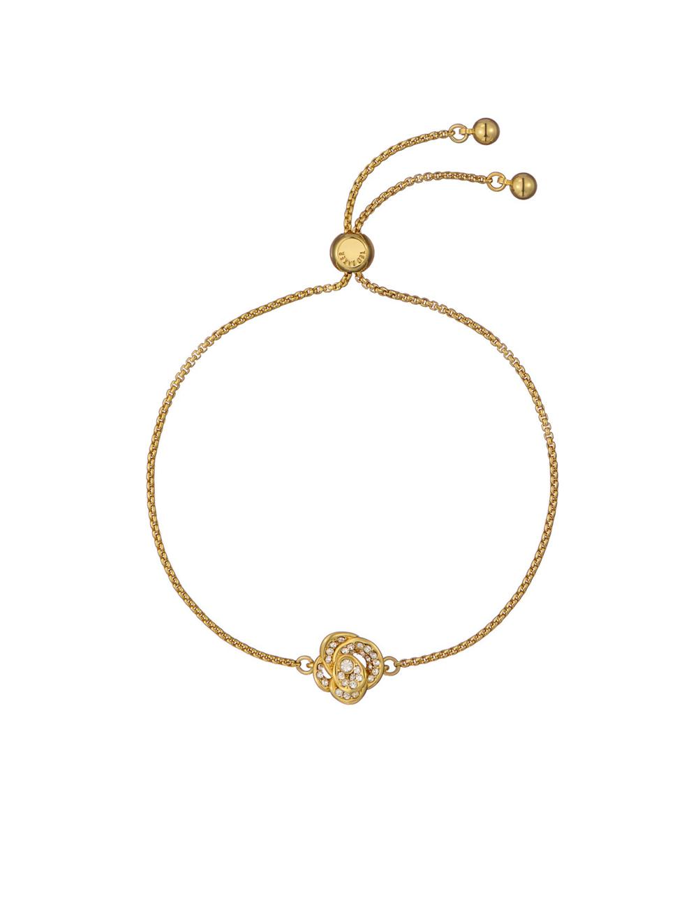 Pulseras Ted Baker FLORINA - Crystal Flower Adjustable Mujer Doradas | HOSP-52839