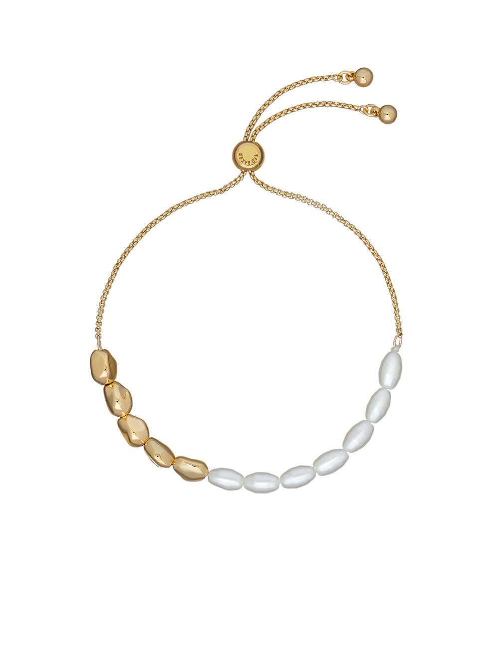 Pulseras Ted Baker INELA - Island Pearl Bead Adjustable Mujer Doradas | KNJP-02683