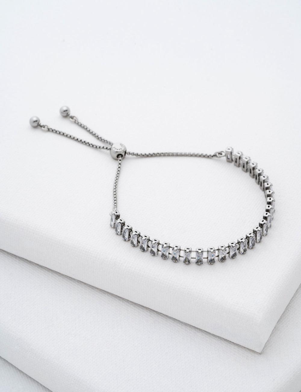 Pulseras Ted Baker ISABELA - Baguette Crystal Adjustable Mujer Plateadas | SHBW-62894
