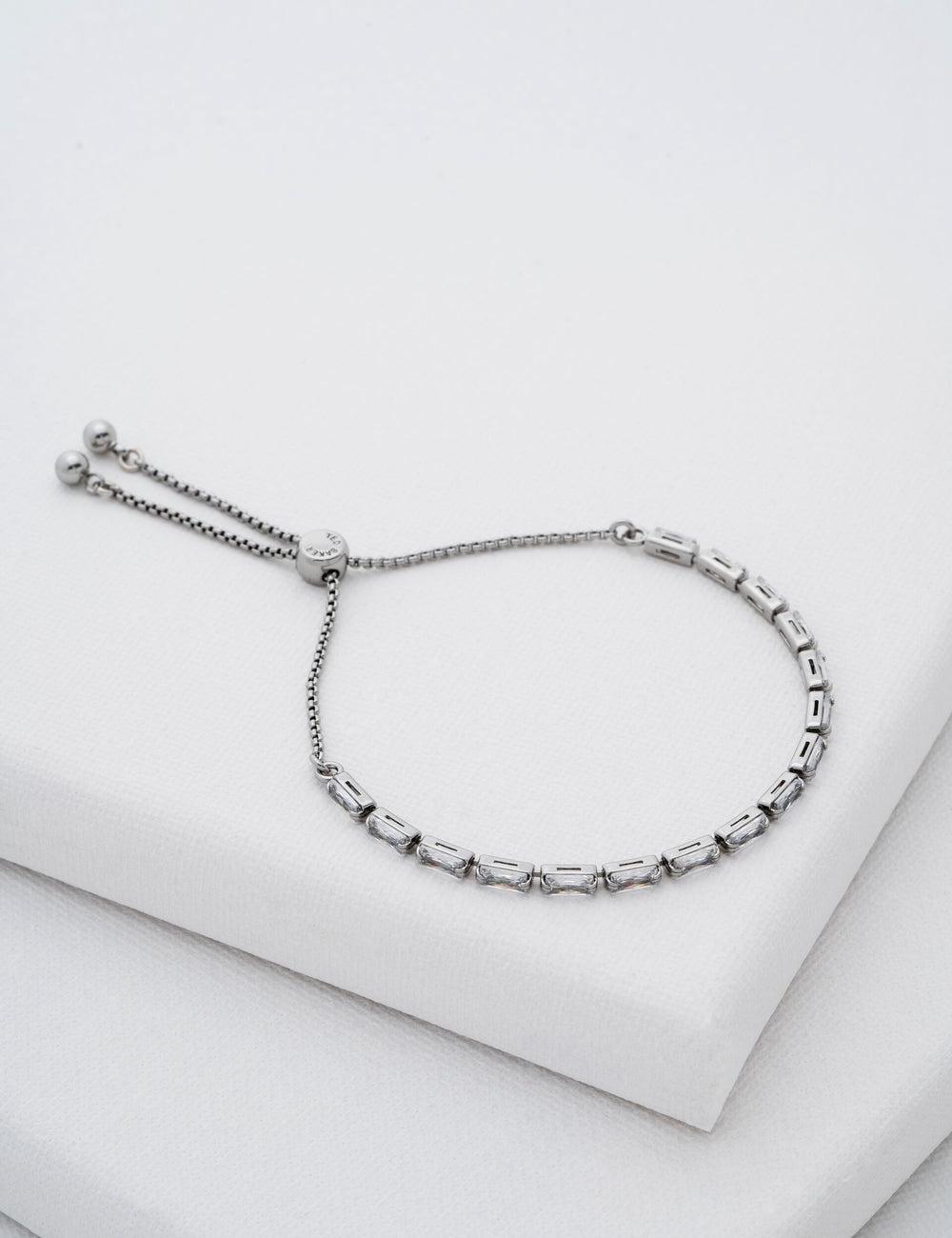 Pulseras Ted Baker ISELA - Baguette Crystal Slider Tennis Mujer Plateadas | PEJL-70862