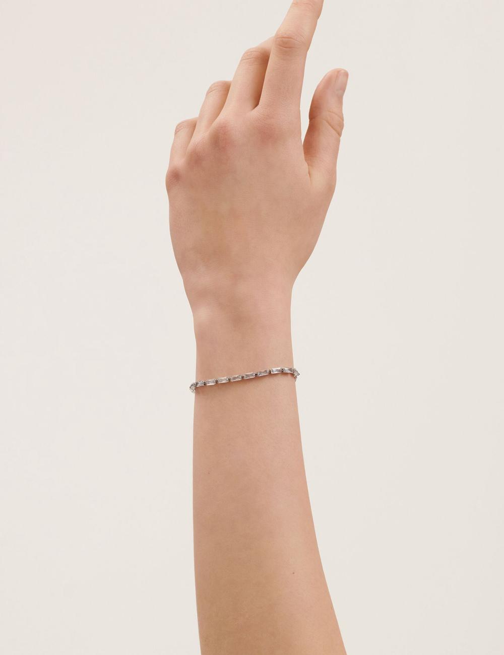 Pulseras Ted Baker ISELA - Baguette Crystal Slider Tennis Mujer Plateadas | PEJL-70862