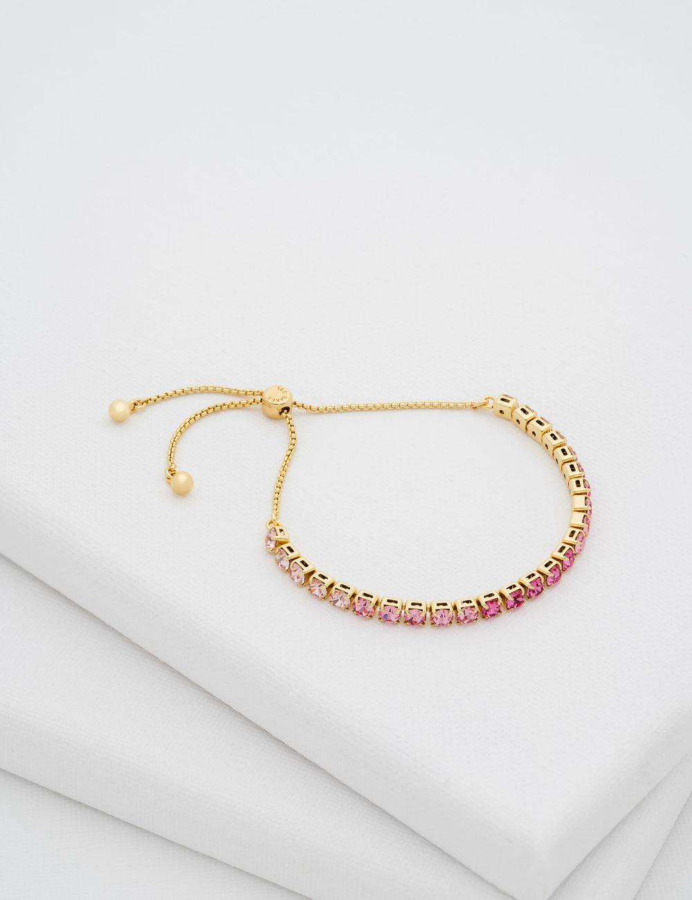 Pulseras Ted Baker MELRAH - Crystal Adjustable Tennis Mujer Rosas | HAFS-43501