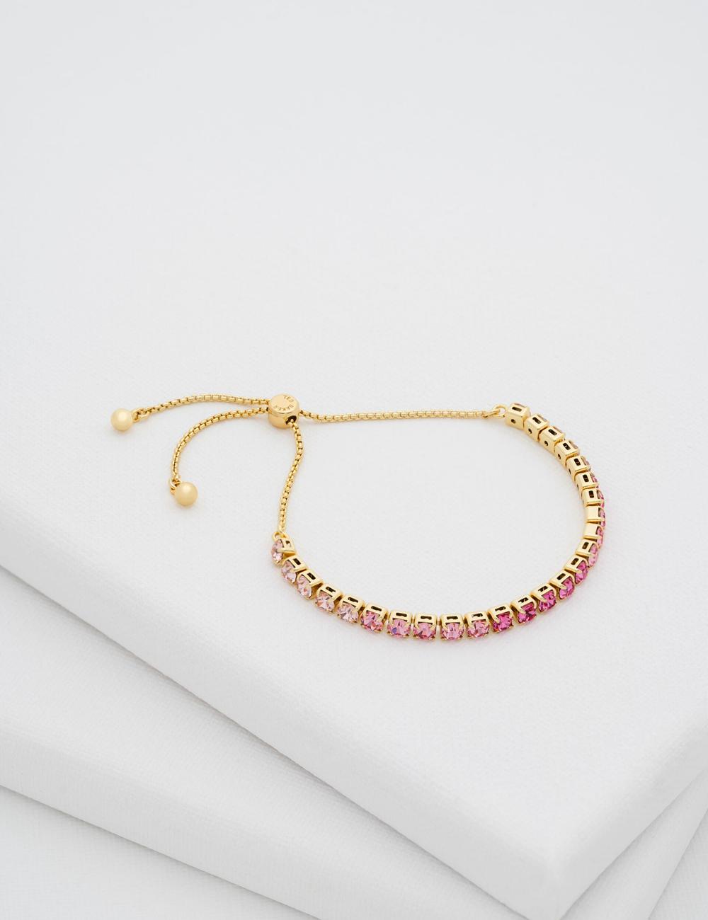 Pulseras Ted Baker MELRAH - Crystal Adjustable Tennis Mujer Rosas | HAFS-43501