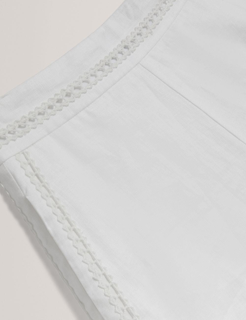 Short Ted Baker BUCCIA - Crochet Trim High Waisted Linen Mujer Blancas | OKHE-80613