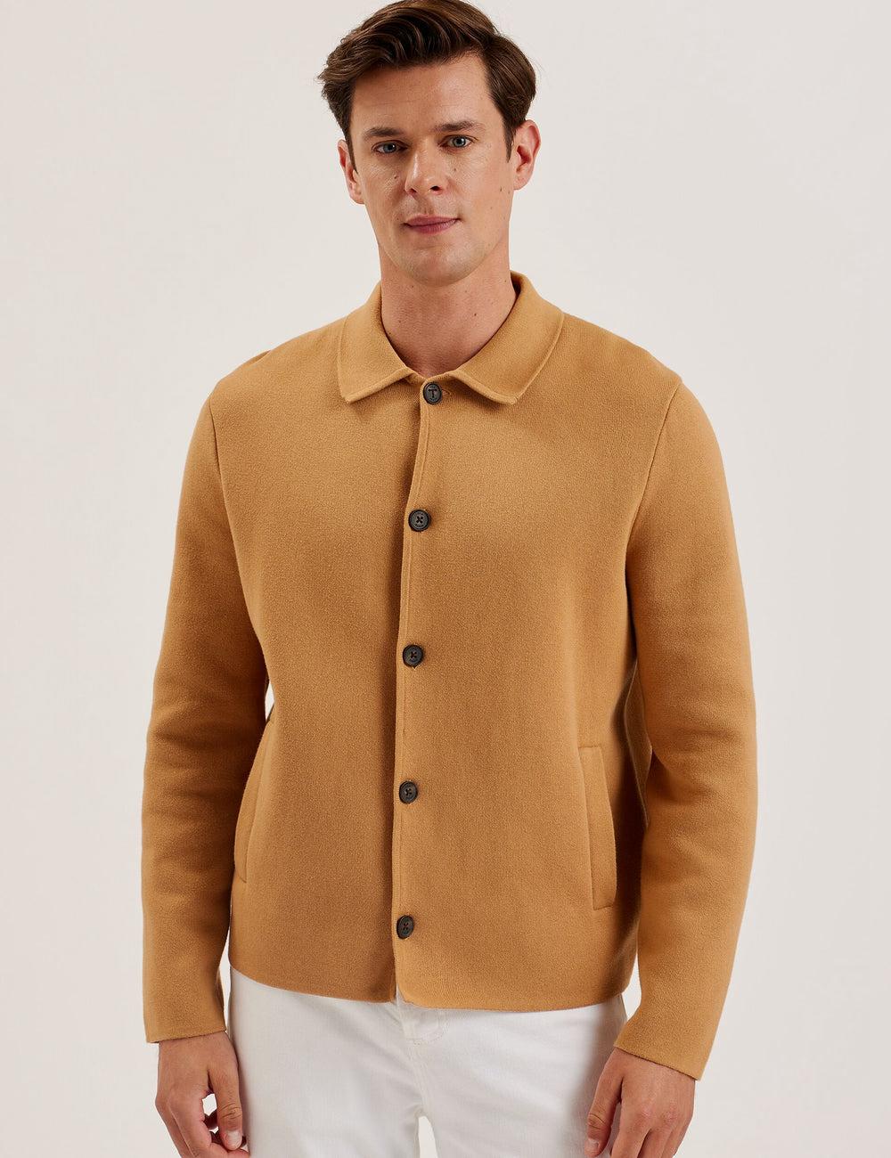 Sobrecamisa Ted Baker FREDER - Knitted Cotton Blend Hombre Marrones | TPMI-94105